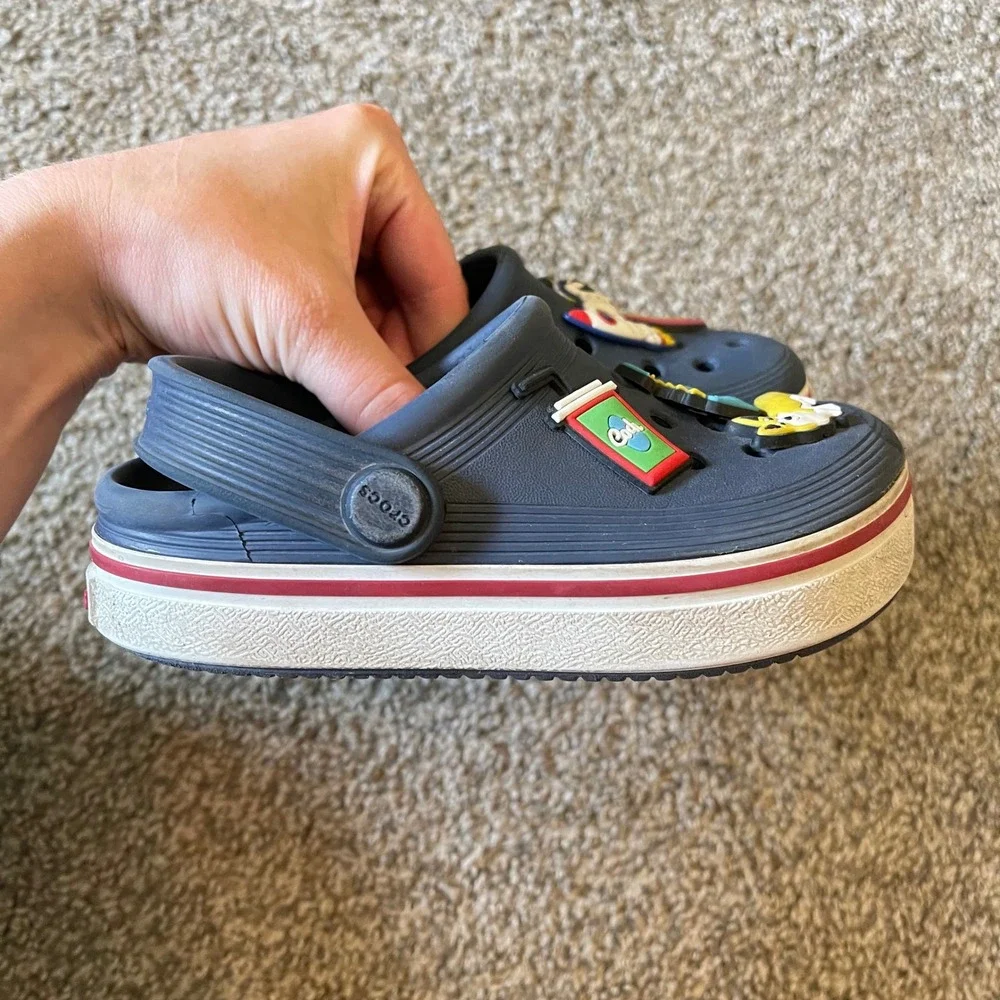 Crocs Toddler Size C 9 Boys Classic Clogs Slip-On Shoes Blue Red Dino Dog Space